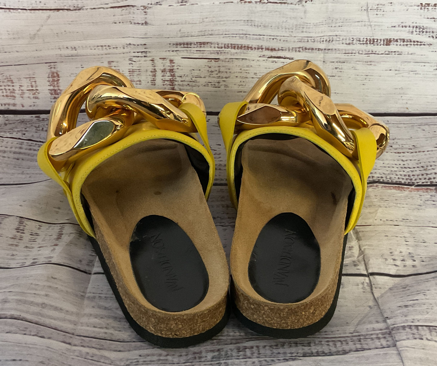 JW Anderson Leather Chunky Chain Sandals Yellow 5