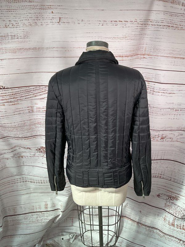 Diesel Women's Biker Black Puffer Jacket Size XXL Inner Wolf Print