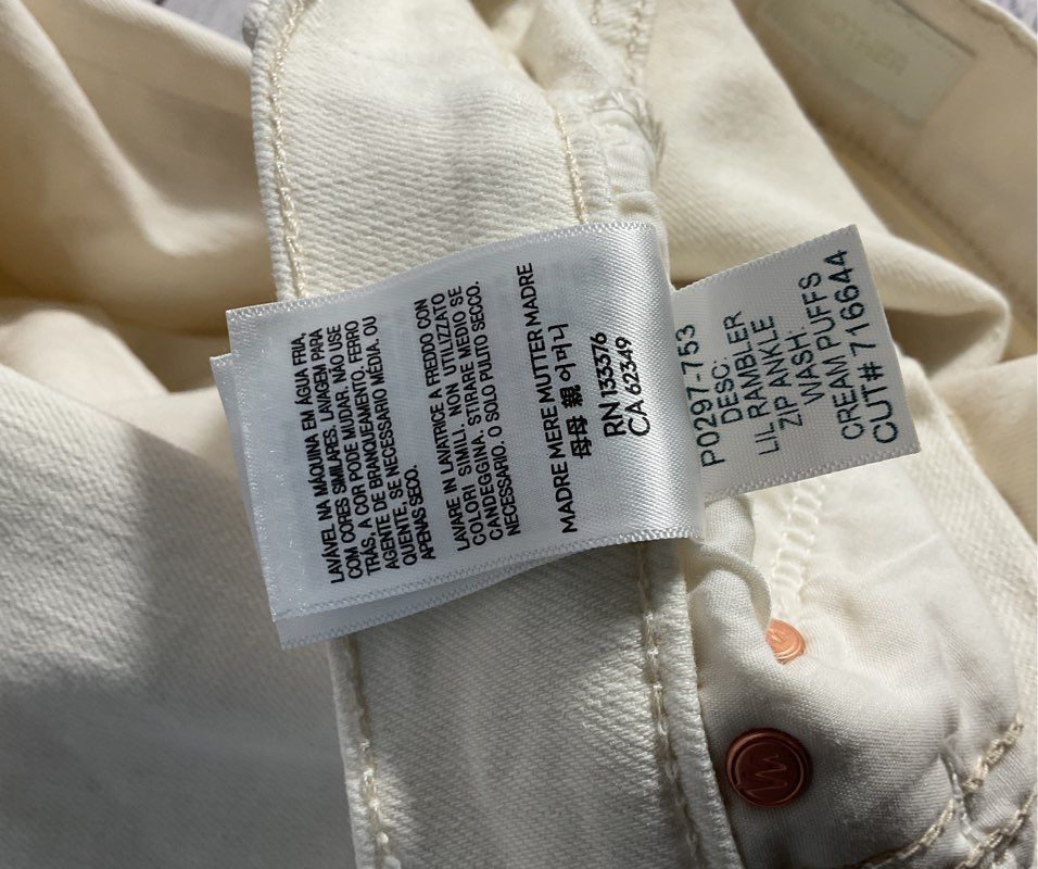 Mother Denim - Lil' Rambler Zip Ankle - Cream Puffs - Size 24 Jeans