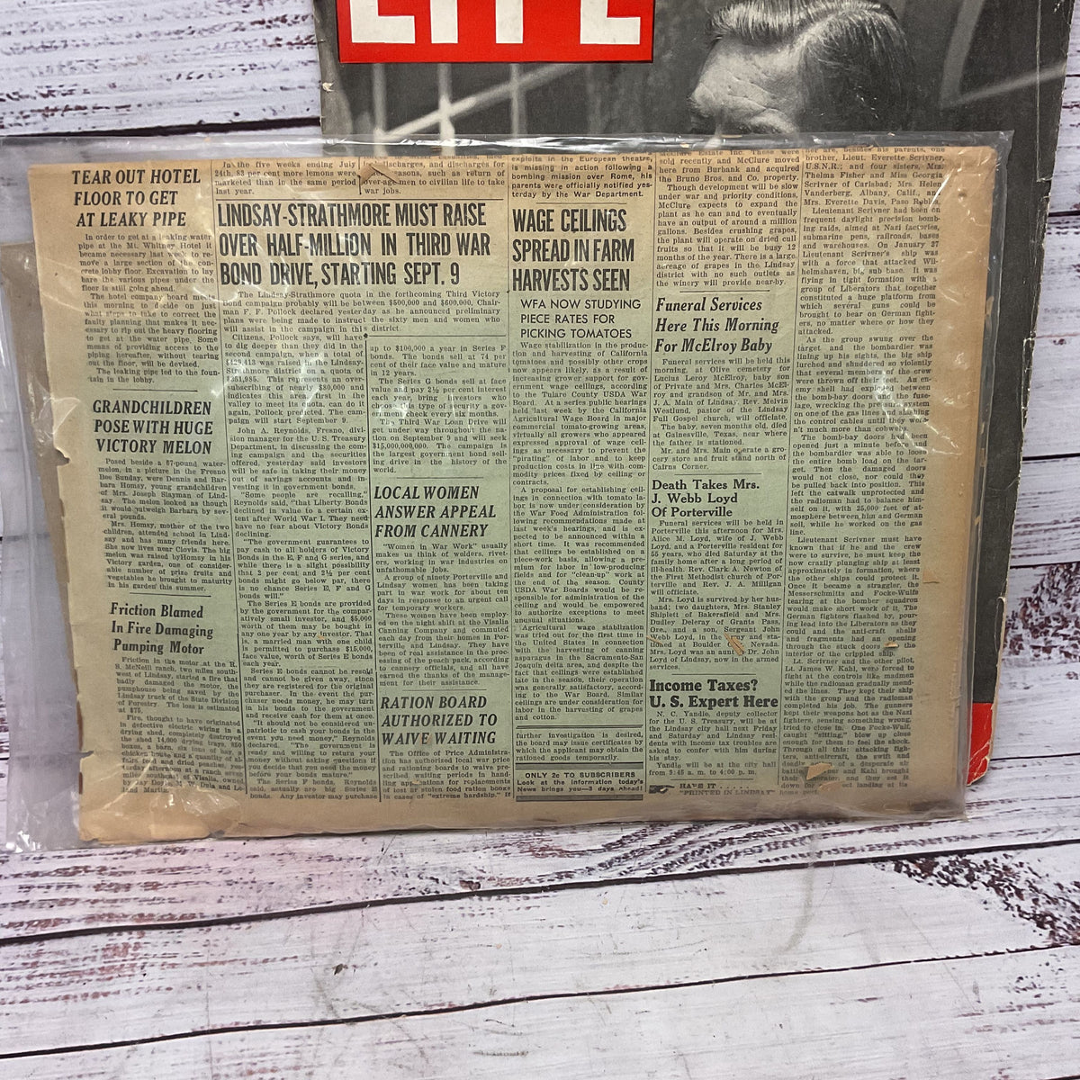 Lindsay Tulare County Newspaper Missing Pilot Life Magazine August 1943 WW2