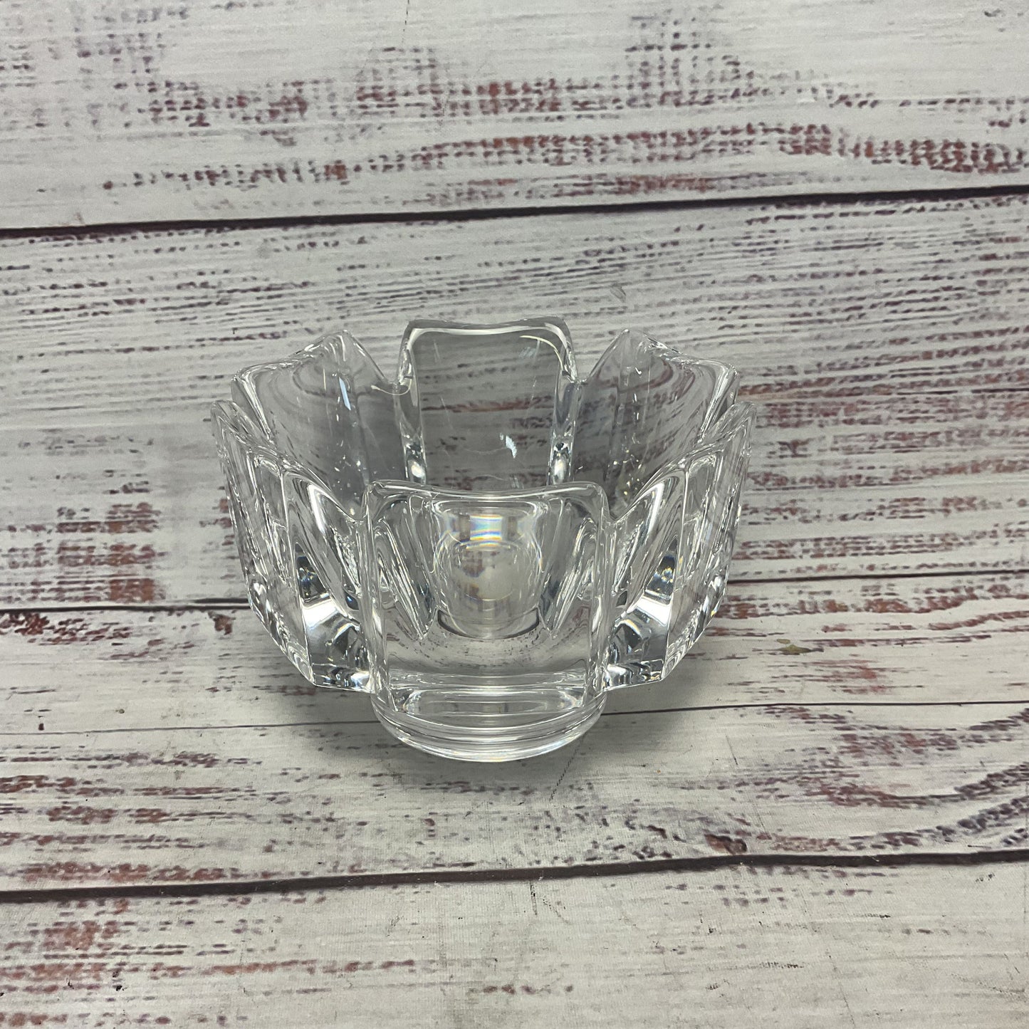 Orrefors Sweden Corona Crown Clear Crystal Glass Bowl 4.5"