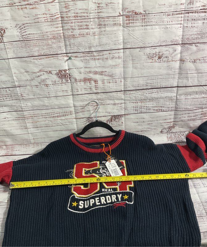 NEW Superdry Varsity Ribbed Knit Sweater #54 Superdry Original Size 12 US Blue