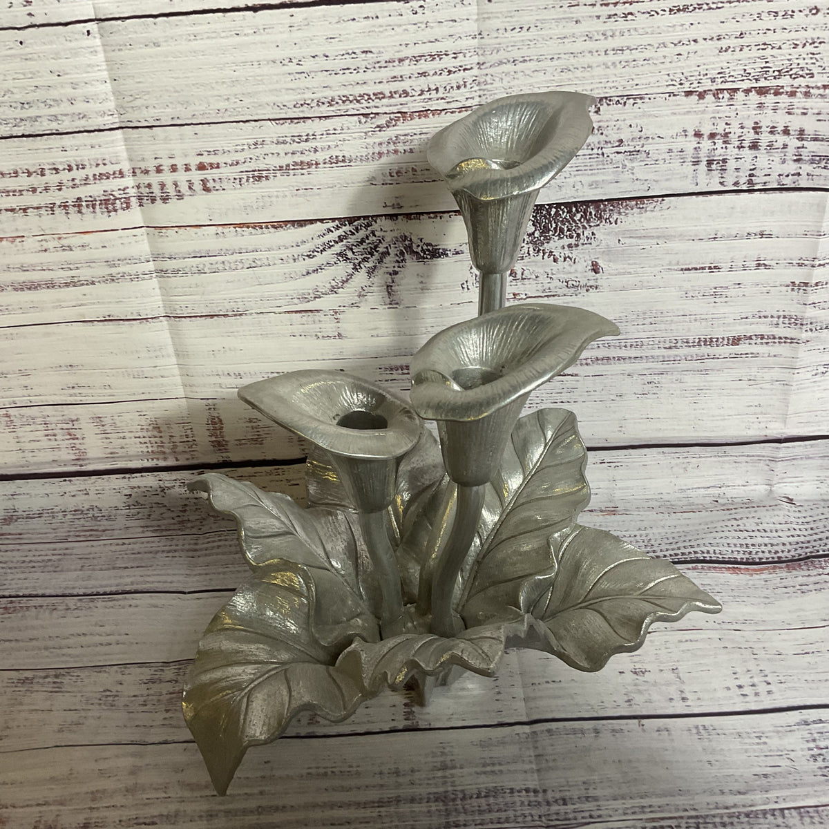 VTG. ARTHUR COURT Pewter Calla Lily Centerpiece Candleholder- 10"