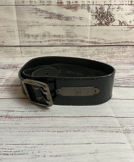 VTG Alexander McQueen Black Patent Leather Belt - Size 36