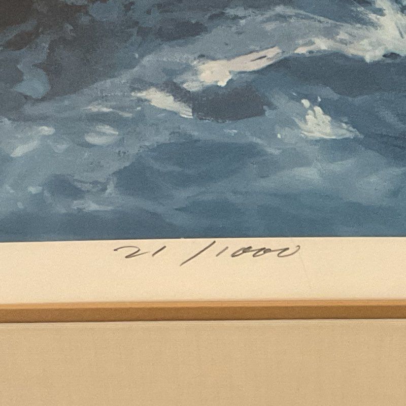 Pencil Signed RON R.S REDDICK "Windward Duel" Lithograph Print FRAMED 41"x31.25"
