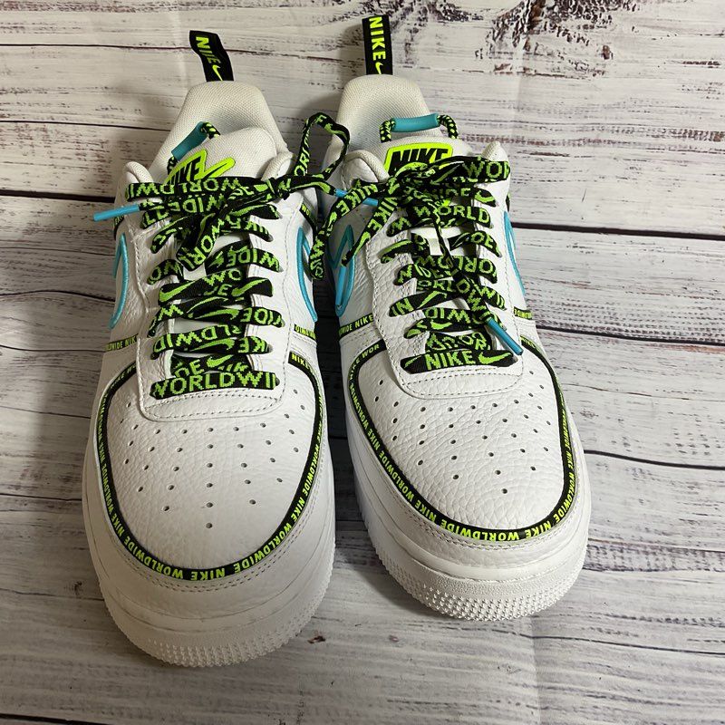 NIKE Air Force 1 Worldwide CK7213-100 Men's White/Green Sneakers Shoes- SZ 10.5