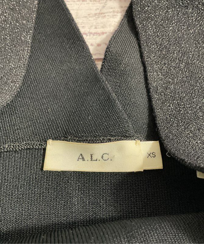 A.L.C. Women's Black Rayon Metallic Cropped Top Size XS