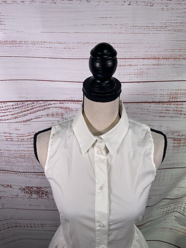 Flavio Castellani Women's White Sleeveless Button Dress Size 42 Made in Italy