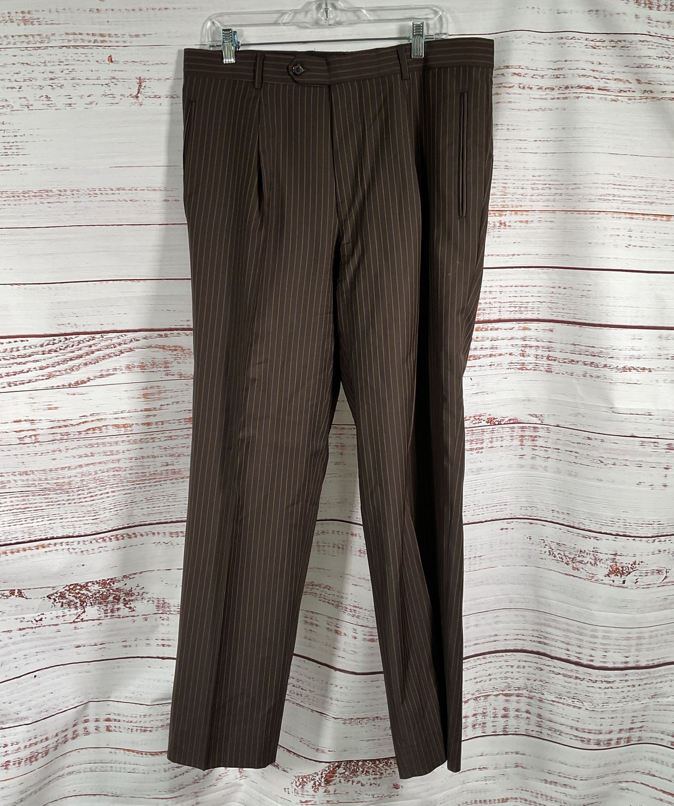 Hugo Boss Pinstripe Dress Pants Brown 42L