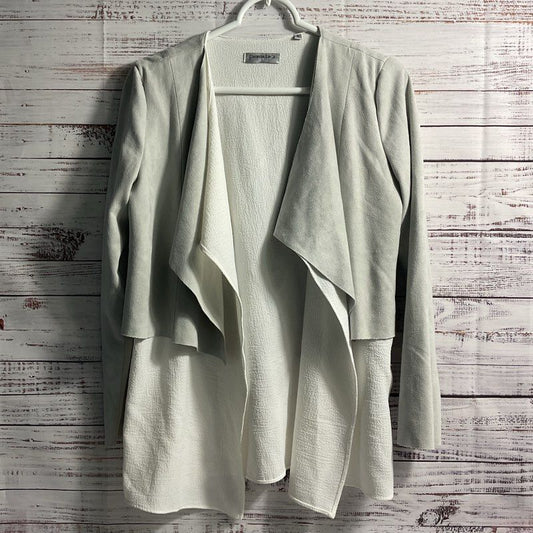 Patrizia Luca Milano Twofer Faux Suede Gray/White Wrap Cardigan Jacket - Size S