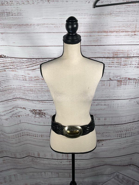 Vintage Chico's Braided Genuine Leather with Metal Buckle Belt Women's S/M