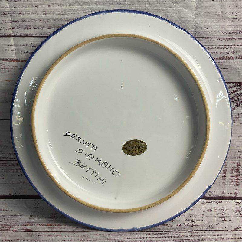 Bettini Germano Hand Painted 10" Round Ceramic Deruta Italy Serving Tray