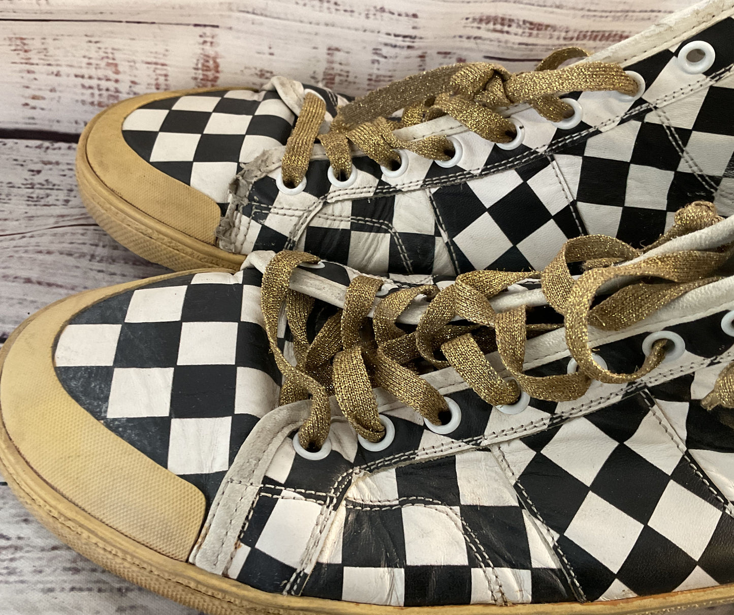 Saint Laurent Paris Hedi Slimane Checkered High Sneakers Multicolor 11.5