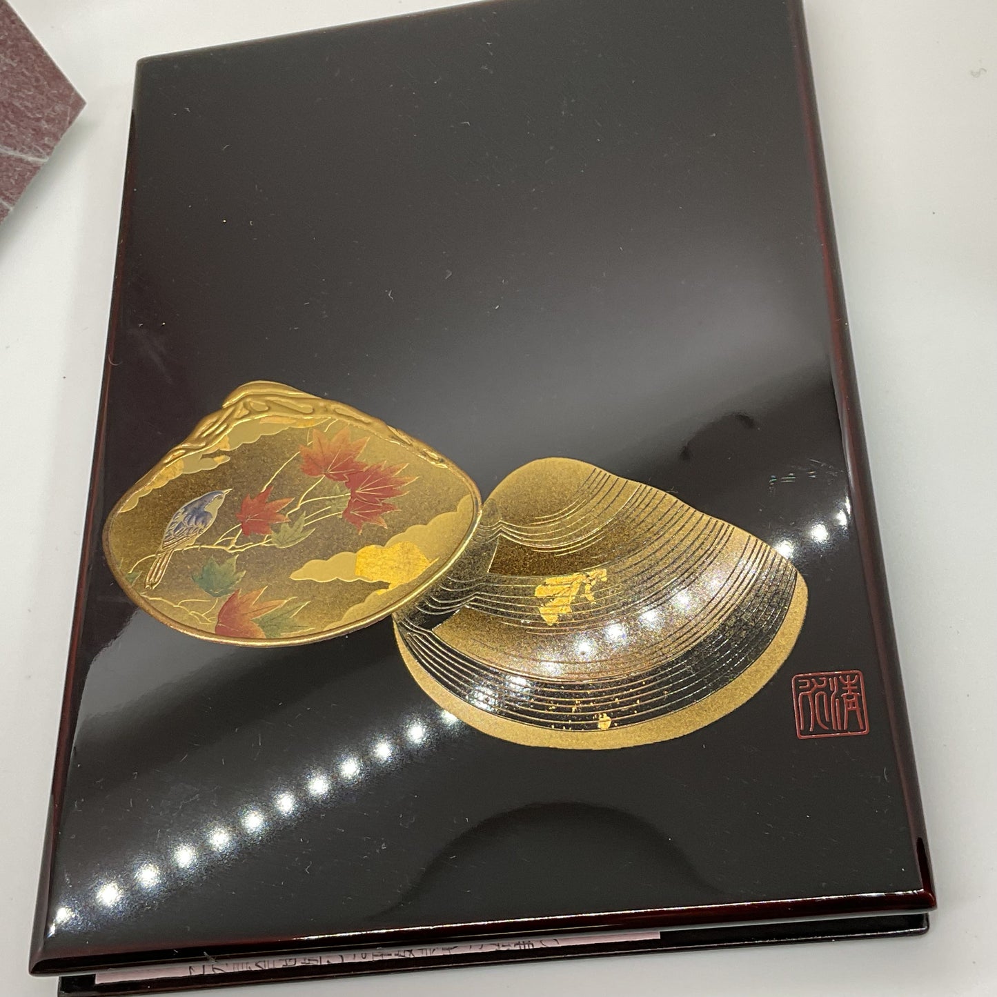 NEW VINTAGE Chinese Lacquer Hanagai Awase Motif Address Book