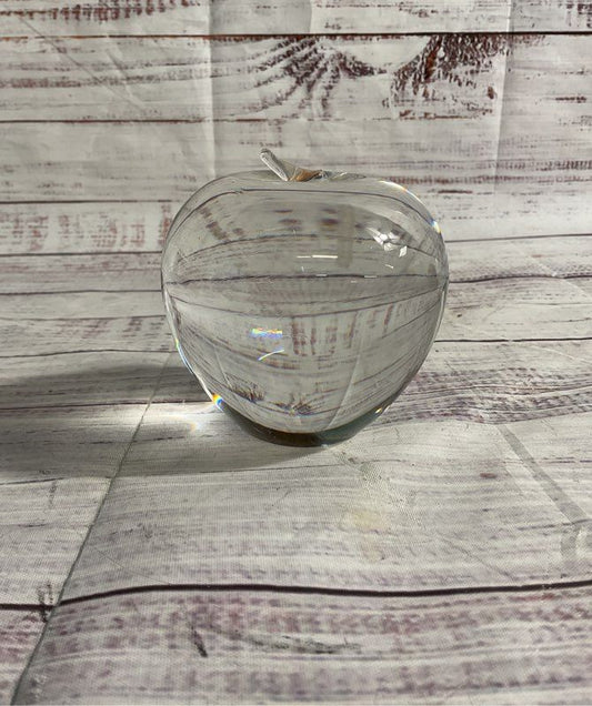 Tiffany & Co Apple Paperweight Clear Crystal 3" Signed