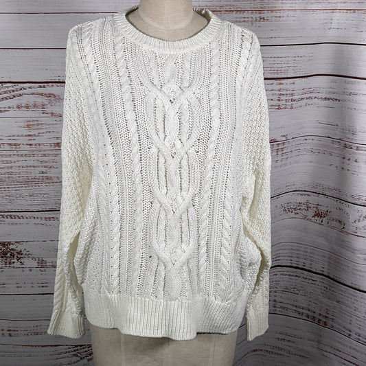 NWT LAUREN by RALPH LAUREN Resort 23 Women's White Cable Pullover Sweater- SZ 2X