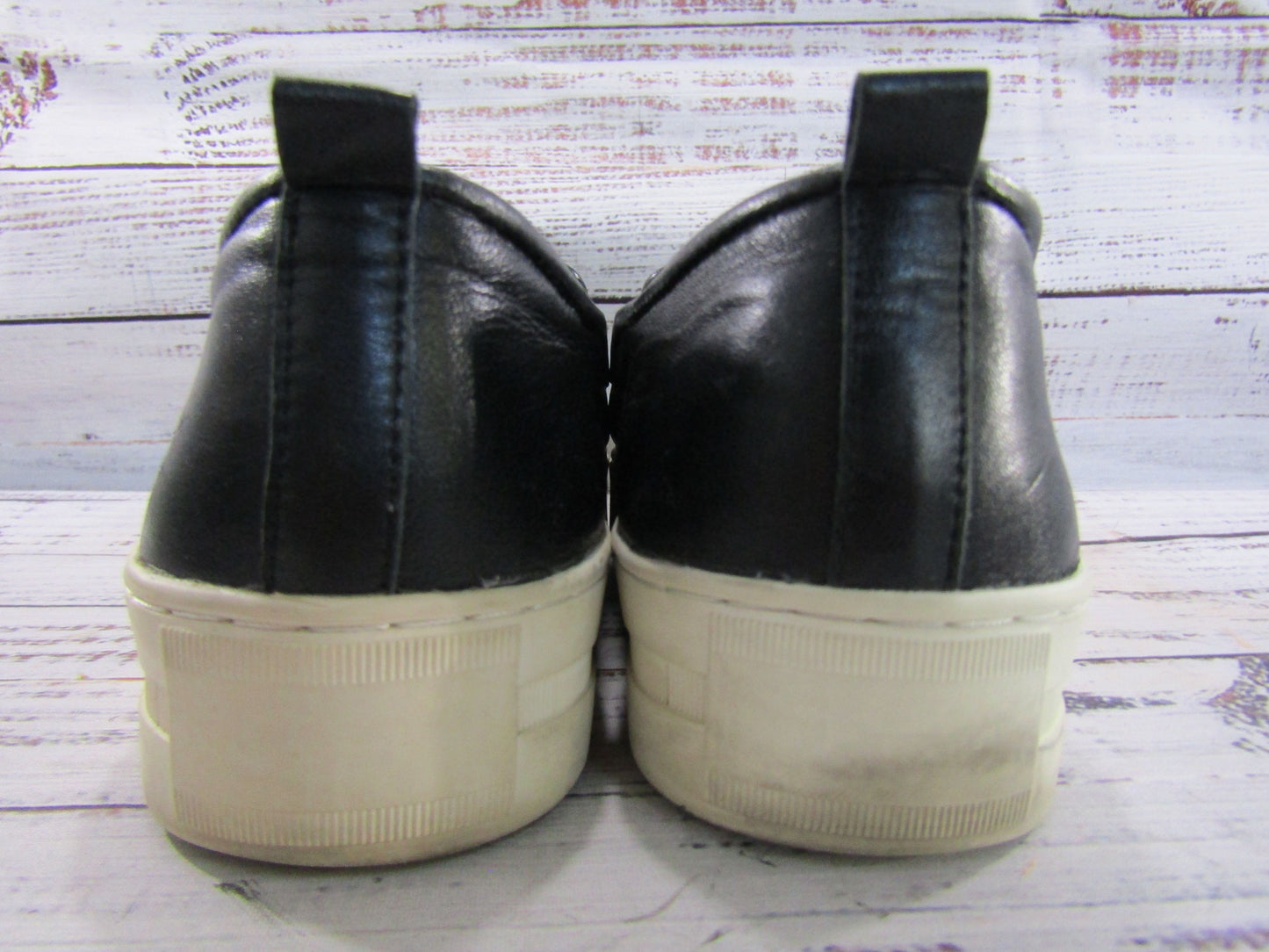 Halogen Baylee Women's Black Leather Slip-On Platform Shoes Size 8.5