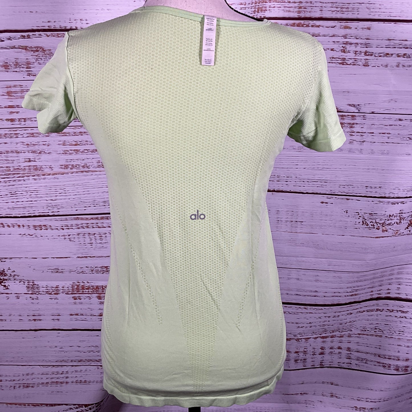 ALO Women's Yoga Mint Green Short Sleeve Blouse- SZ M