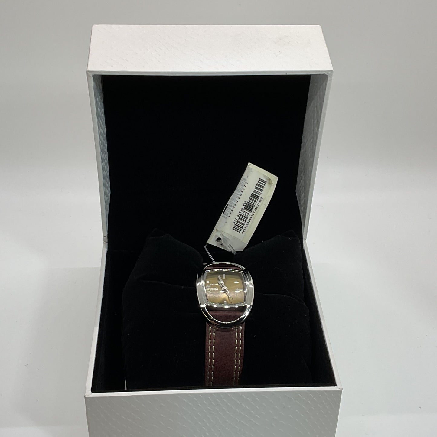 NEW JUST CAVALLI Time Silver Tone & Brown Leather Band Watch