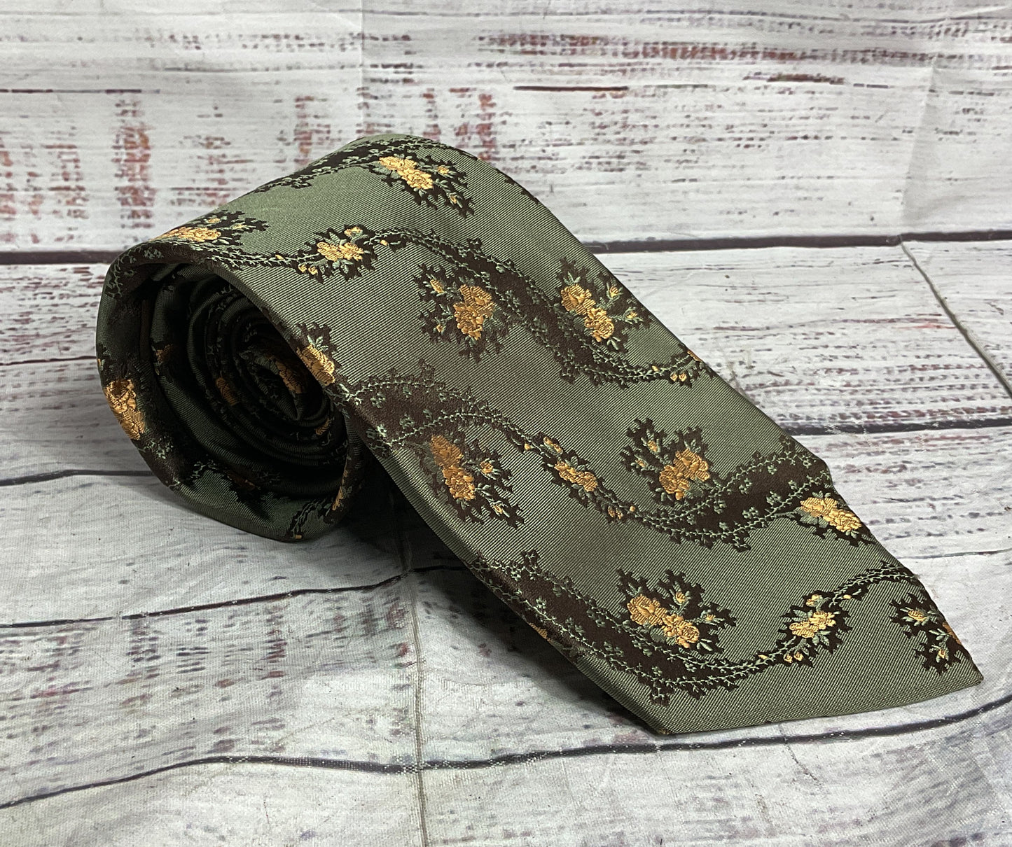 Ted Baker Silk Floral Print Tie Green OS