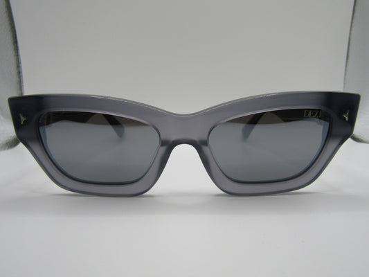 Dezi Stacked Women's Gray Smoke Acetate Cat Eye Sunglasses