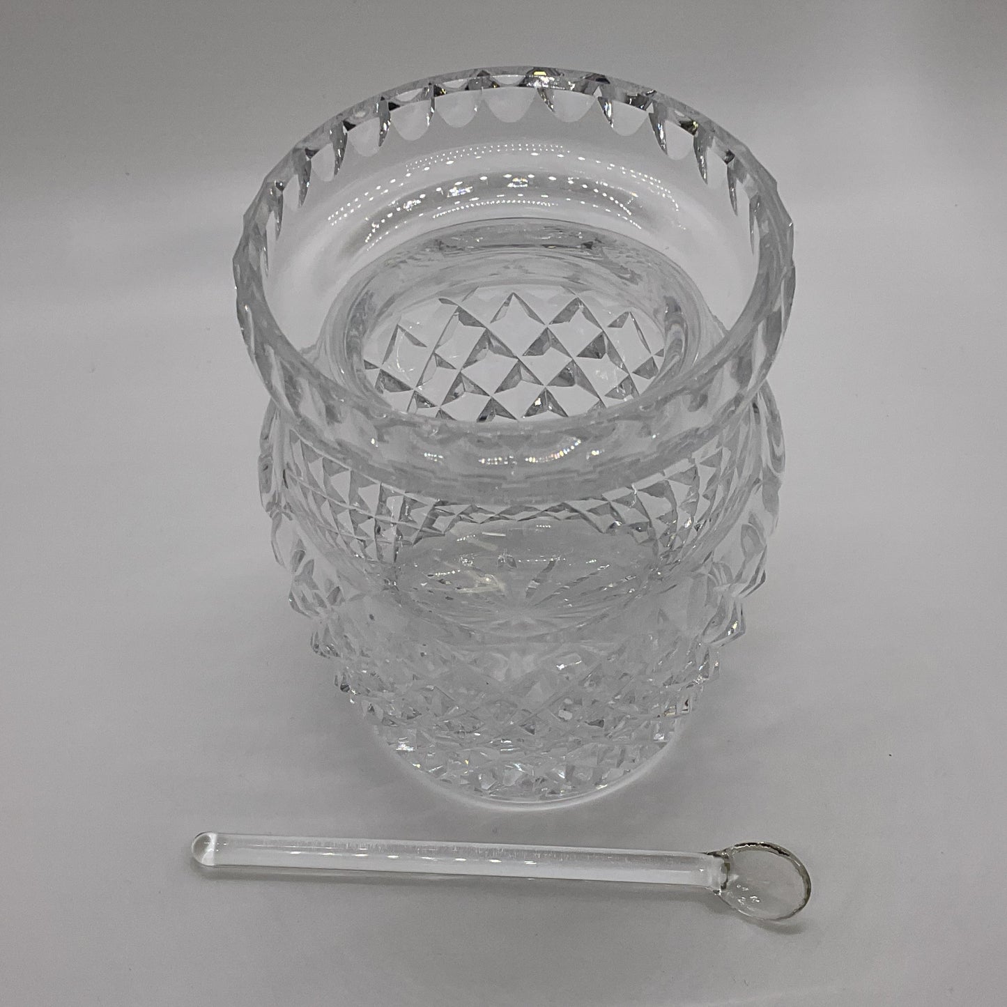 WATERFORD Etched Crystal Jam Jar with Spoon- 6"