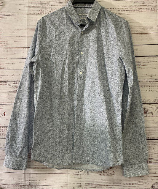 NWT Men's IKKS Blue Print Slim Fit Shirt Size S Retail $135