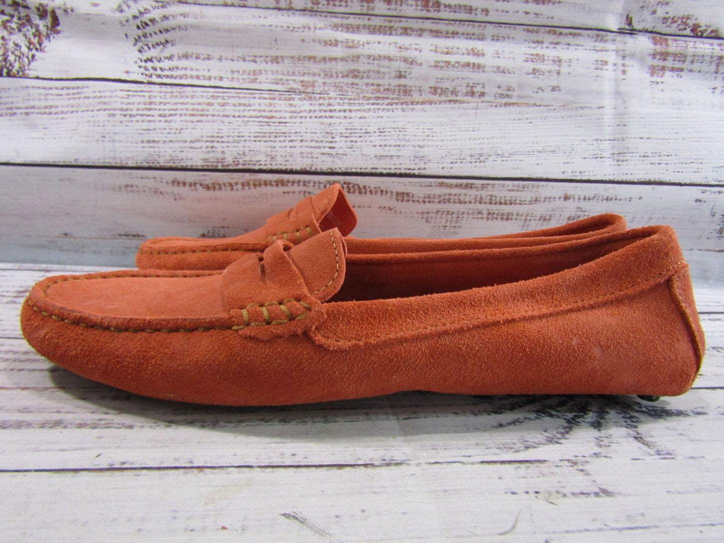 Massimo Matteo Men's Orange Suede Driving Penny Loafer Size 9.5