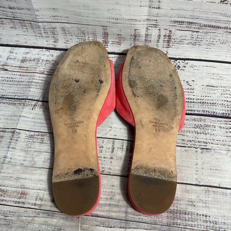 Kate Spade Amour Pom Pink Suede Slide Flat Shoes Women's 8
