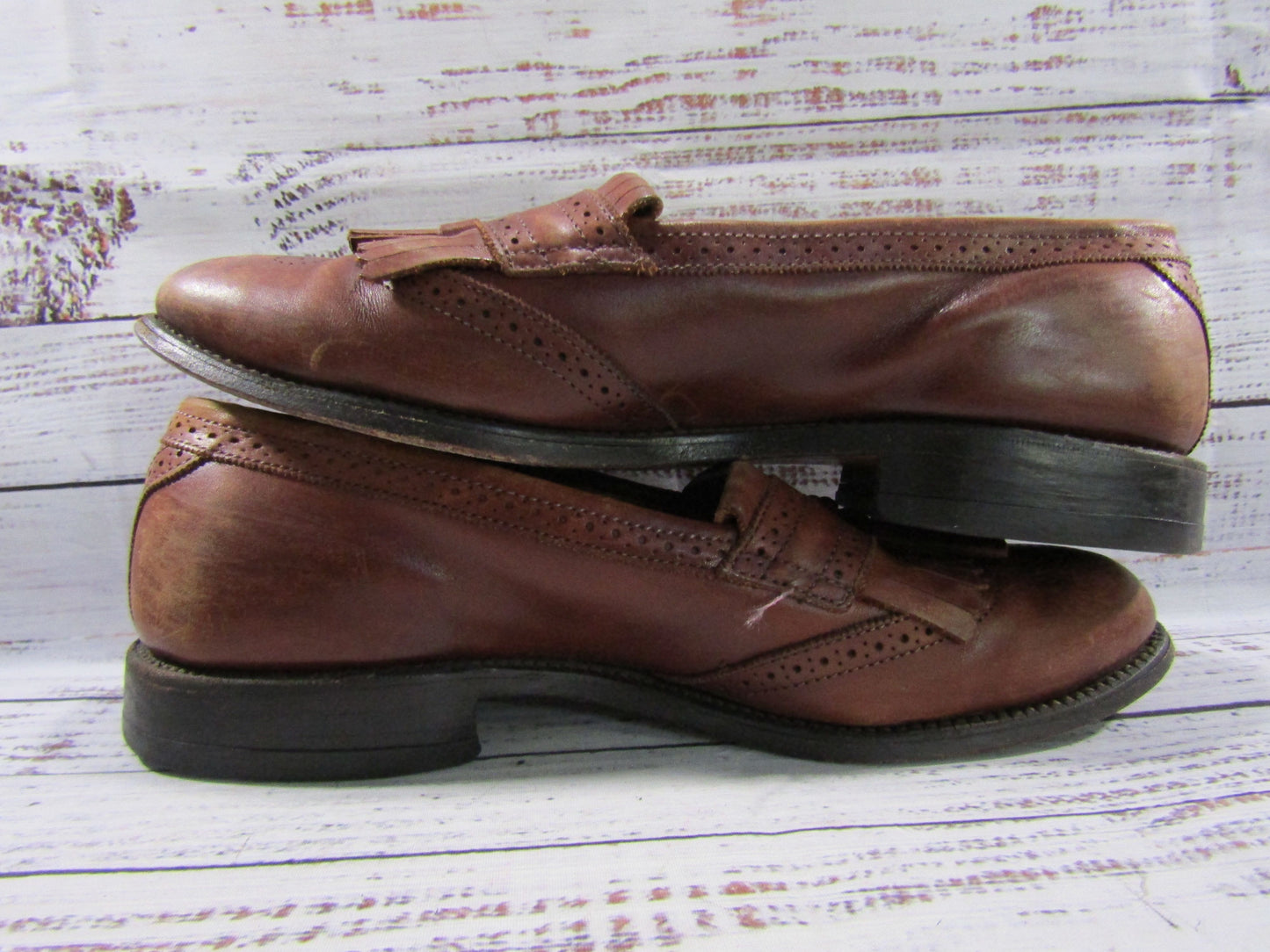 Allen Edmonds Bridgeton Men's Brown Leather Kiltie Tassel Loafers Size 8.5 E