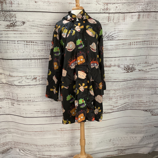 Dolls Kill x Rugrats Black Character Print Windbreaker Hooded Jacket - Size S