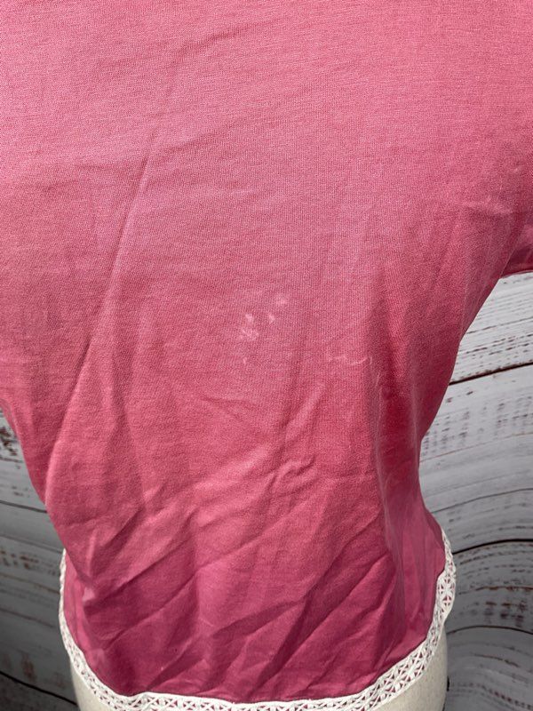 Christian Dior Women's Pink With White Embroidered Top Size 9 Cotton