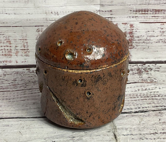 Handmade Ceramic Glazed 4" Trinket Box Brown
