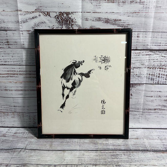 Horse Running From Herd Print by Tak Kwong TK Chan Framed 12"