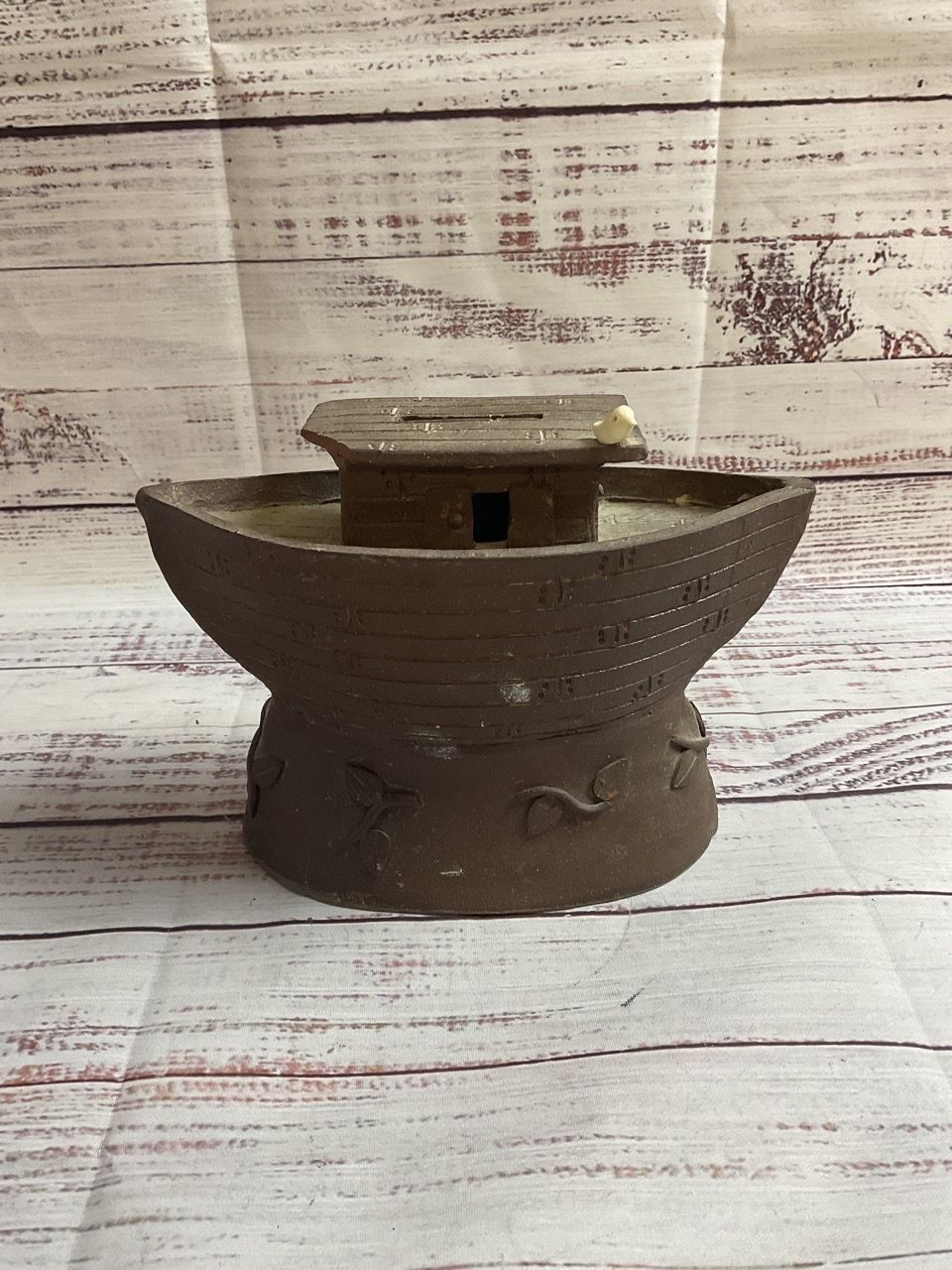 Vintage Ship Tzedakah Collection Box With Bird