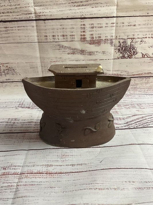 Vintage Ship Tzedakah Collection Box With Bird