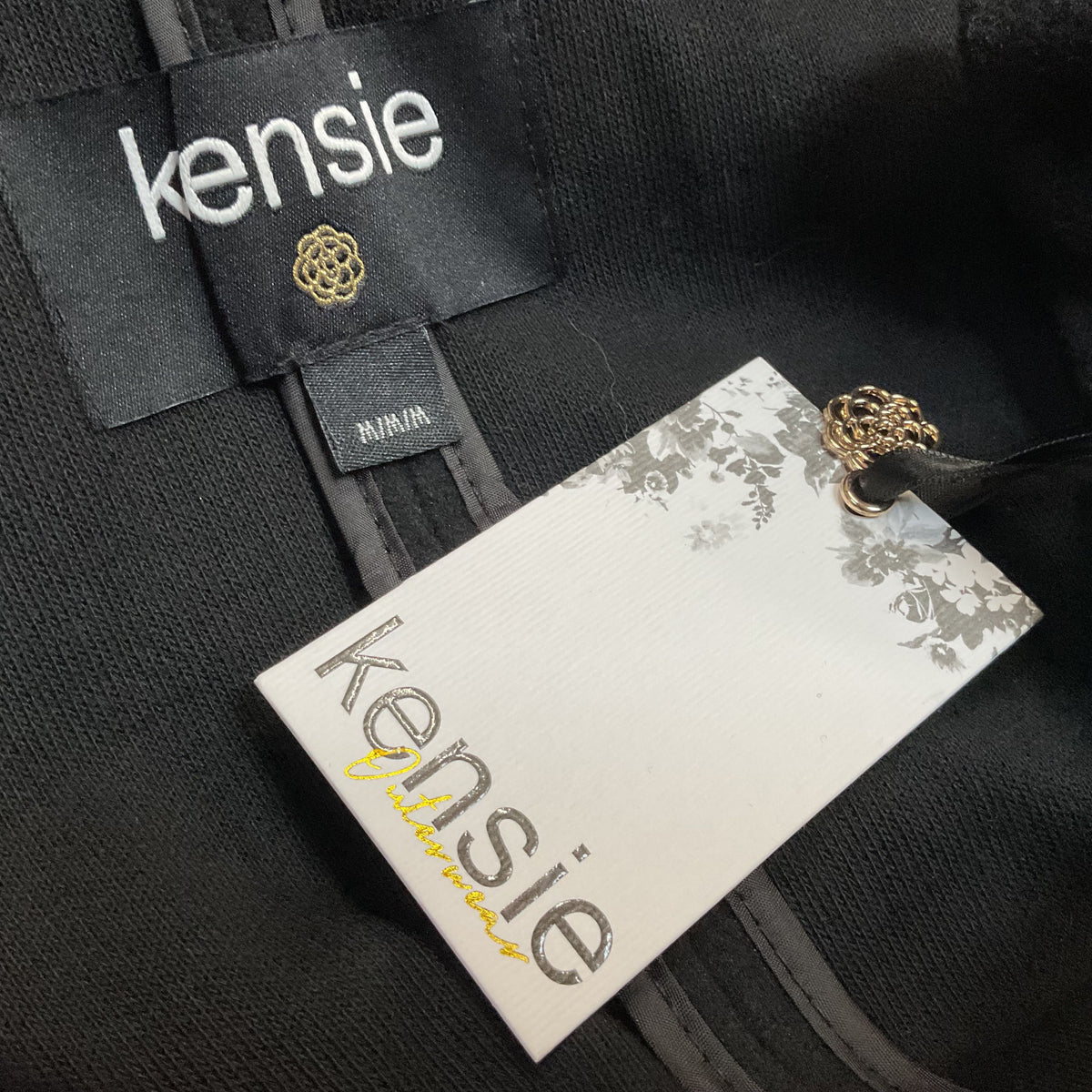 KENSIE Women's Black Hooded Belted Overcoat- SZ M