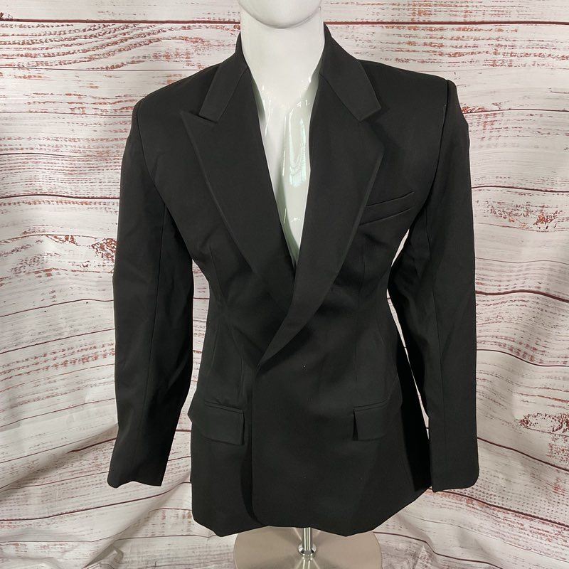 Salt Murphy Yann Black Low Cut Double Breasted Structured Blazer Jacket Size 38