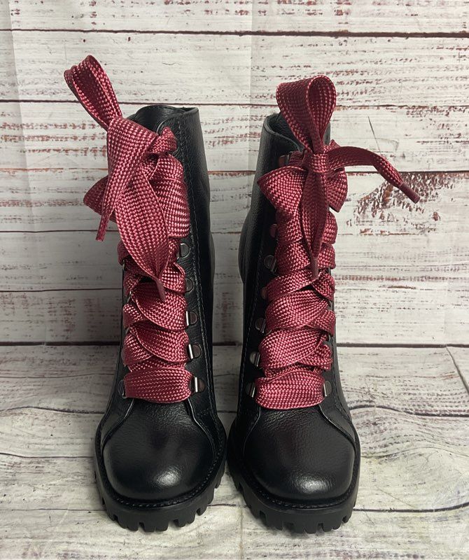Schutz Leather Zara Lace-Up Boots Black 5