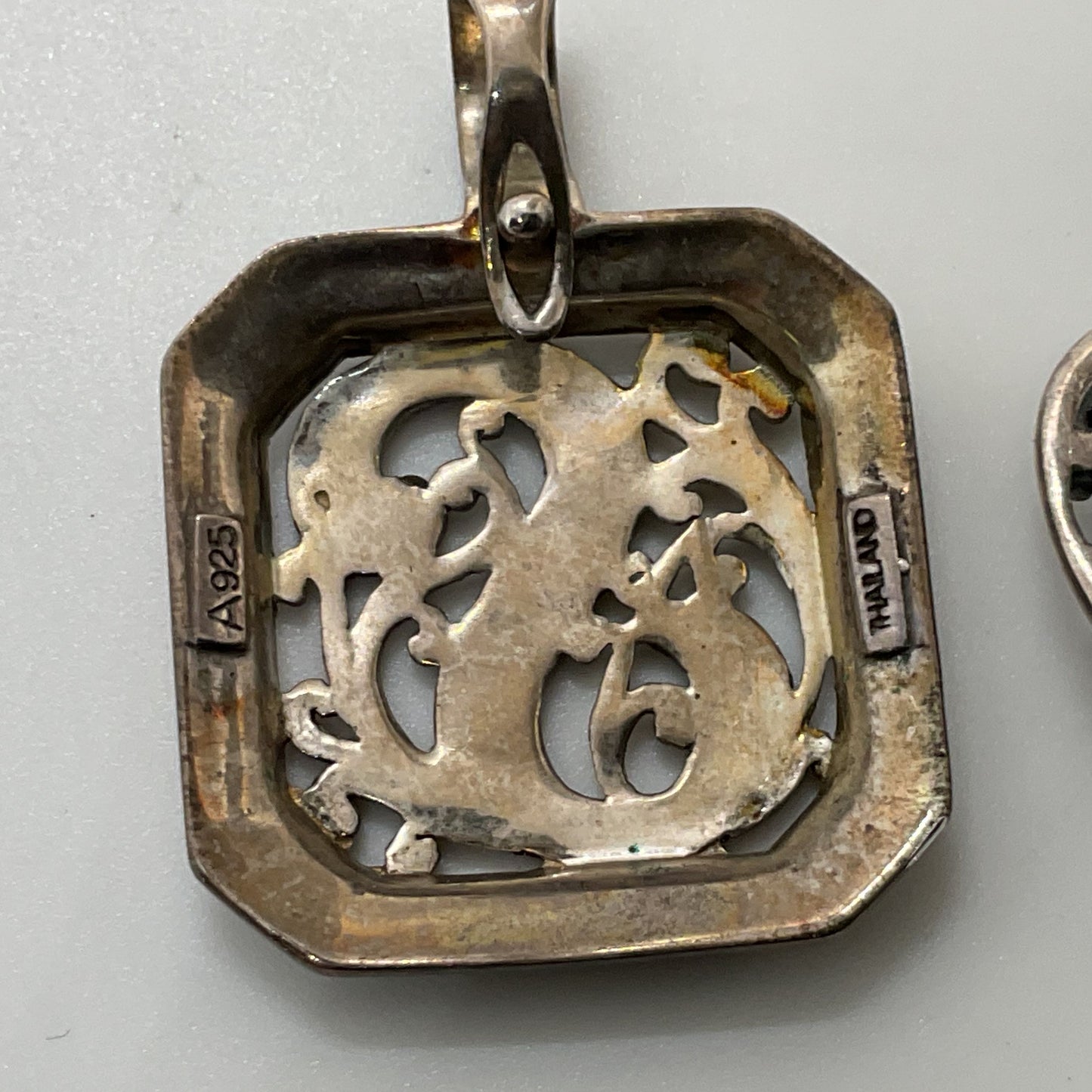 Set of 2 VTG. Sterling Silver Marcasite Rhinestone Art Deco Pendants- 14.20g