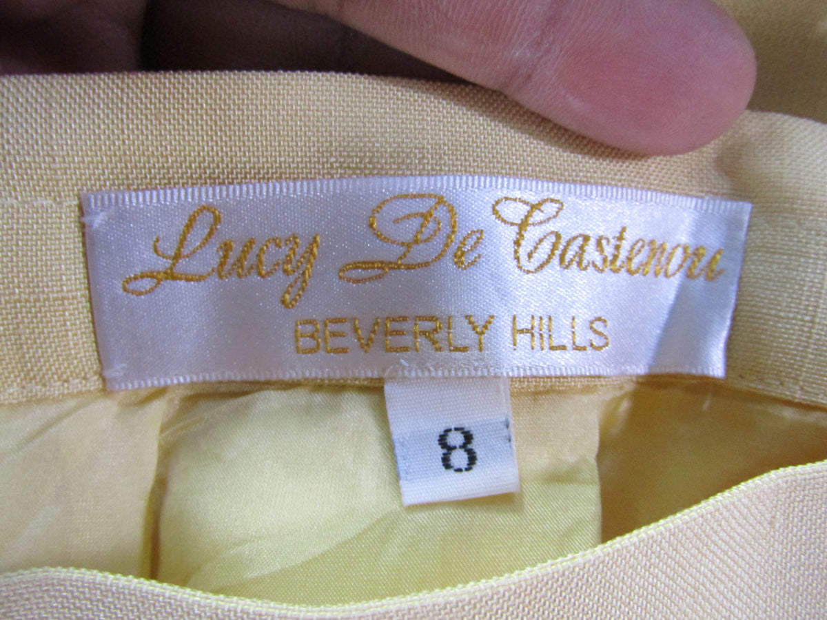Lucy De Castenou Women's Yellow Skirt Suit Size 8