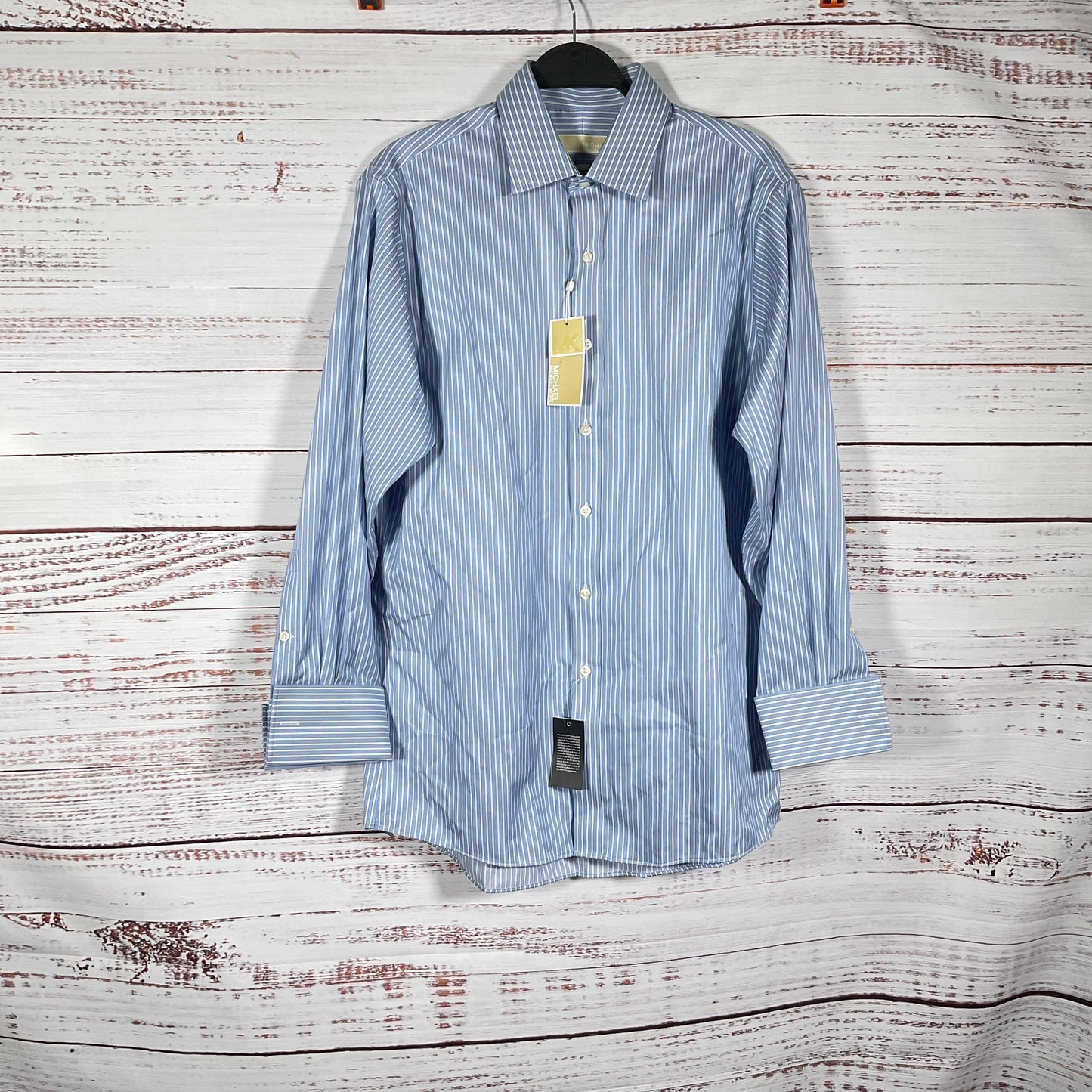 Michael Kors Blue Hawaiian White Button Up Long Sleeve Shirt Size 15.5 32/33 New