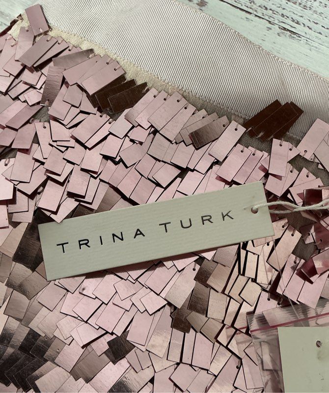 NWT Women's Trina Turk Pink Sequined Placket "Ariel" Skirt Size 00 Retail $268