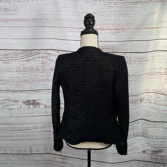 Iro Julianna Black and Gold Zip Up Cardigan Sweater Jacket - Size 2