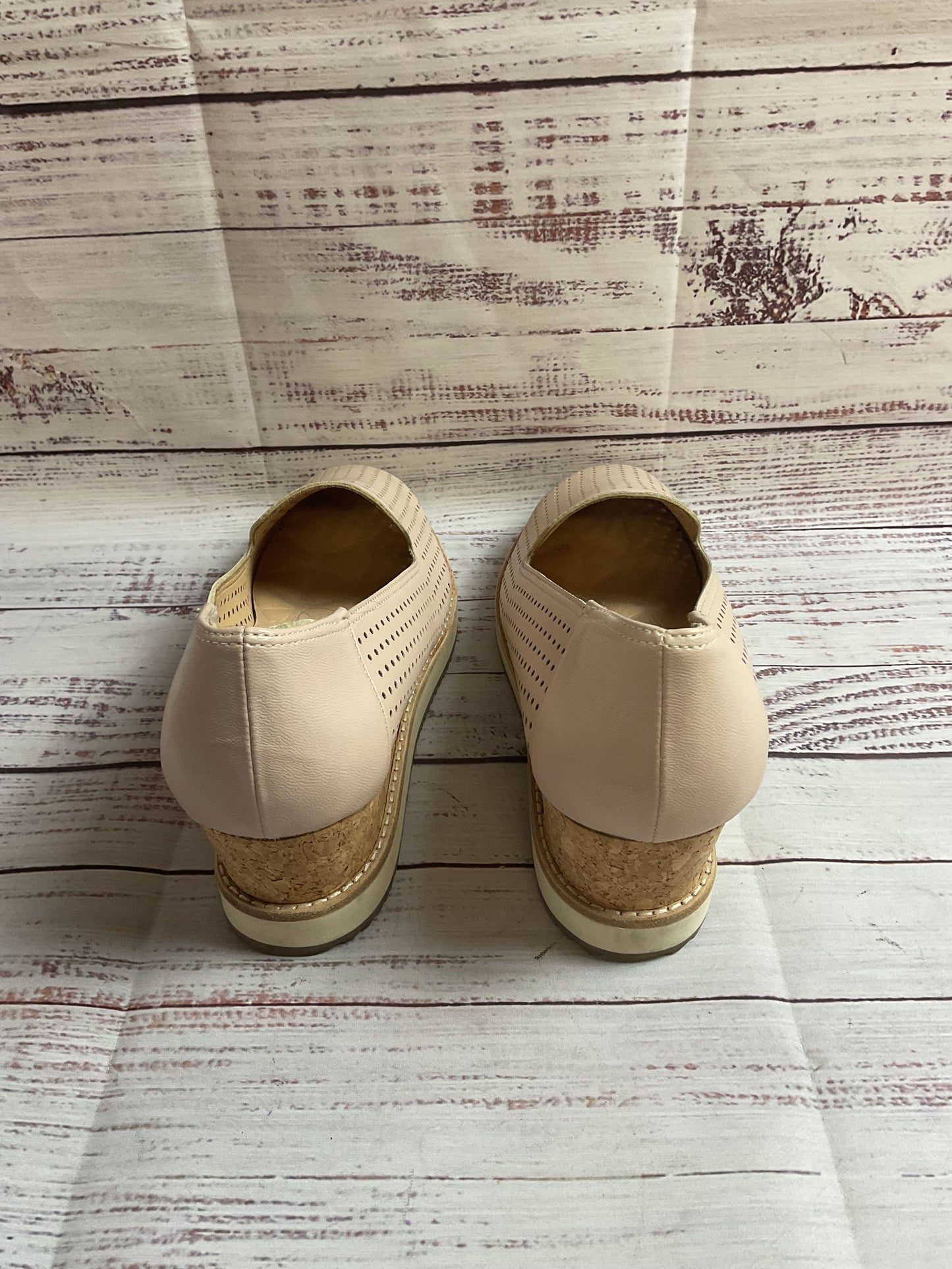Adrienne Vittadini Sport Beige Pump Cork Wedge Loafer 10.5