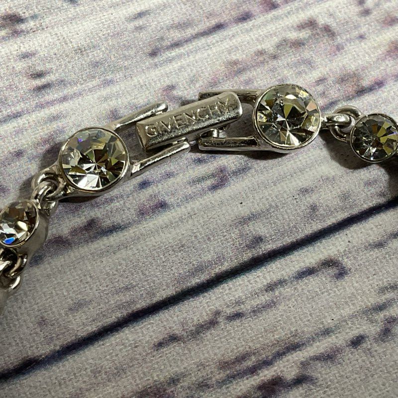 GIVENCHY Silver Tone & Rhinestone Tennis Bracelet- 7" (MISSING 2 STONES)