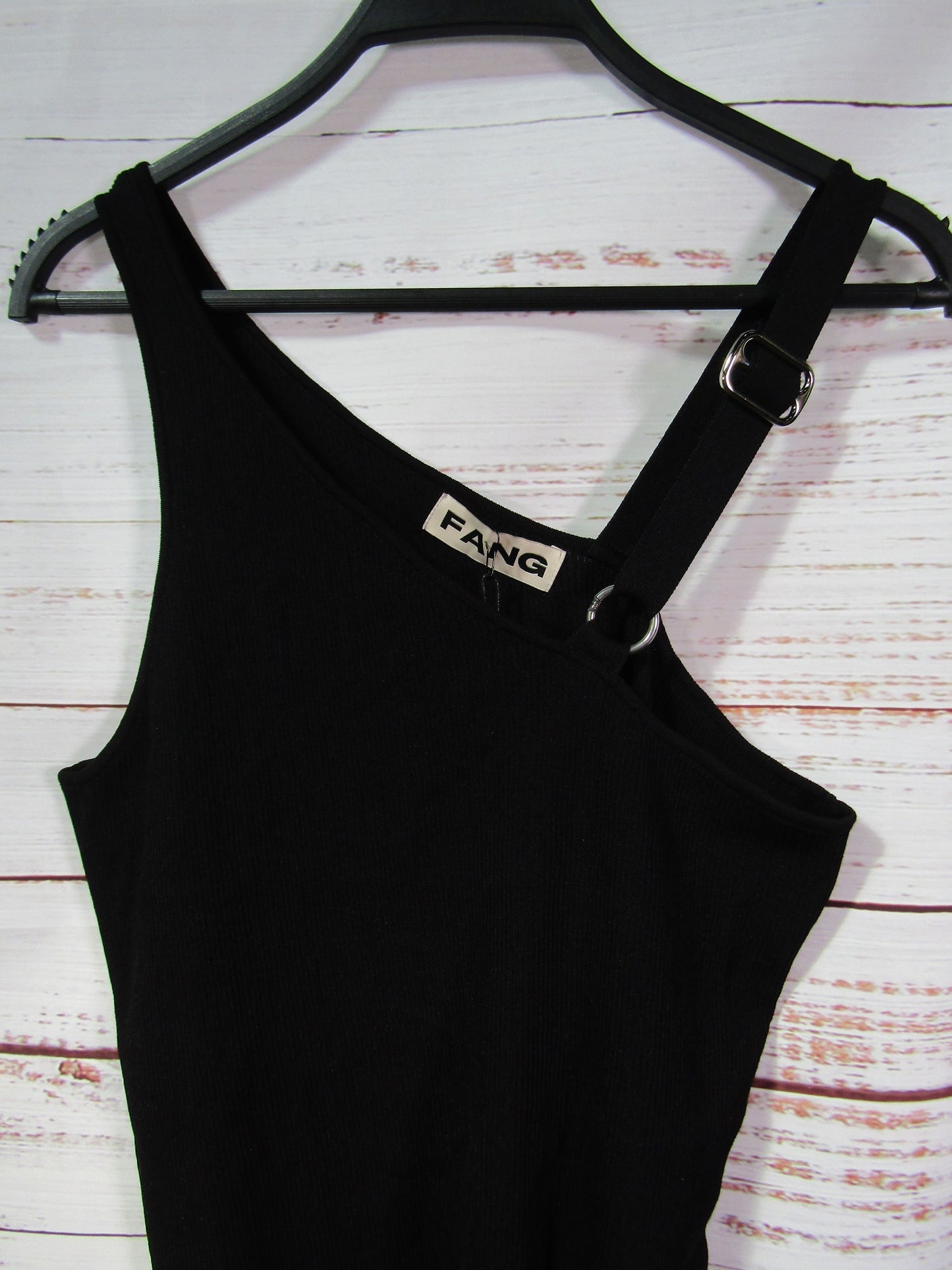 Fang Women's Black One Shoulder Knit Tank Top Size 3
