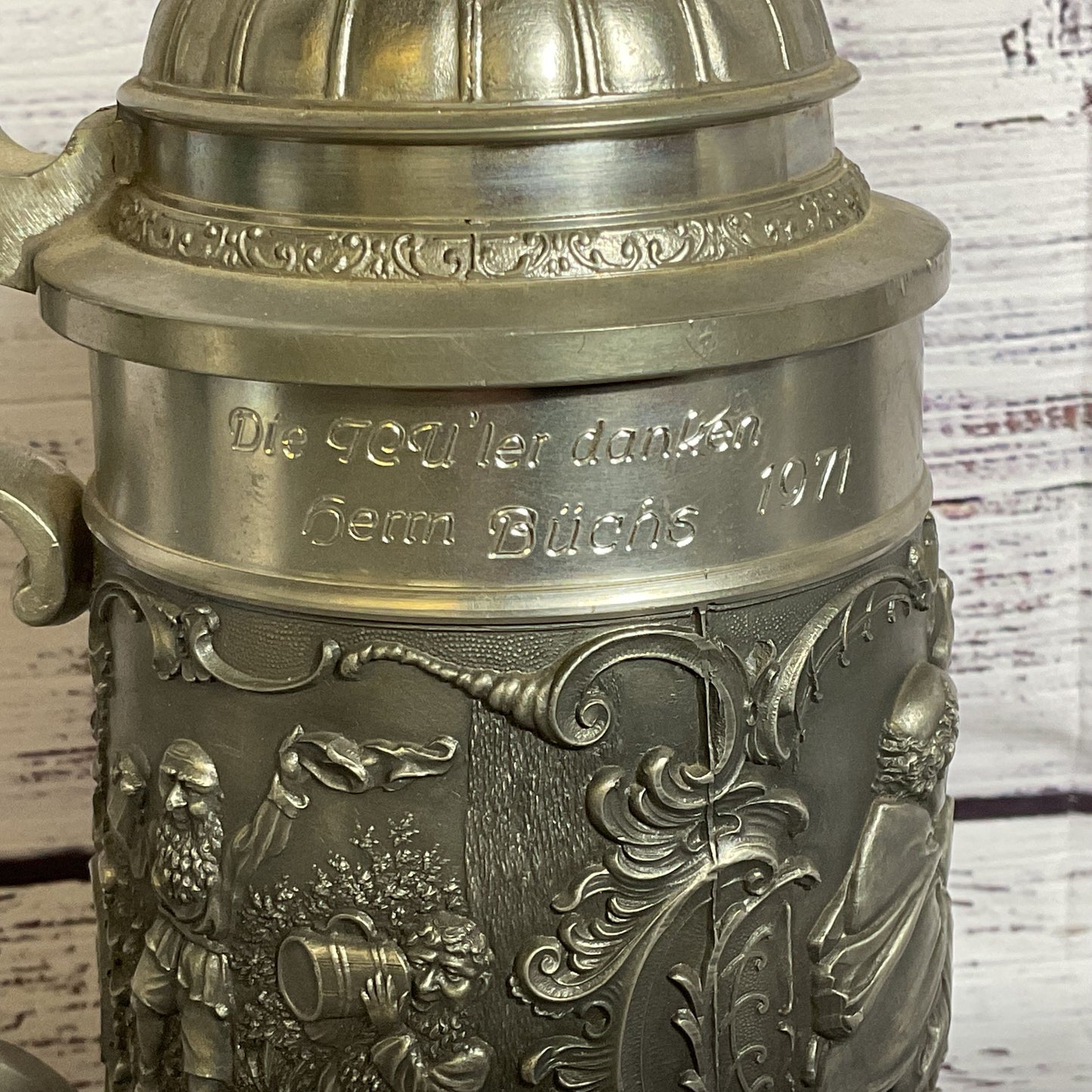 VTG. GEGOSSEN LT. Deutsches Zinn Mitglied D. Zinnung Landesinnung Pewter Stein