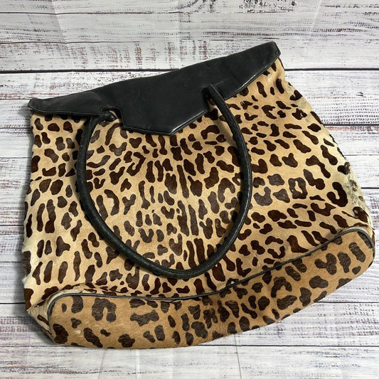 VTG. Maud Faizon Leopard Print Fur and Black Leather Tote Tote