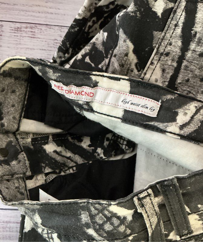 Women's Just Cavalli Black and White Red Diamond Pants Size 26